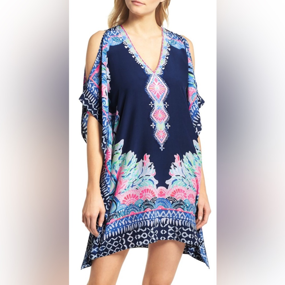 Lilly Pulitzer Navy Floral Tunic Dress - Pink & Green Print - Picture 7 of 7